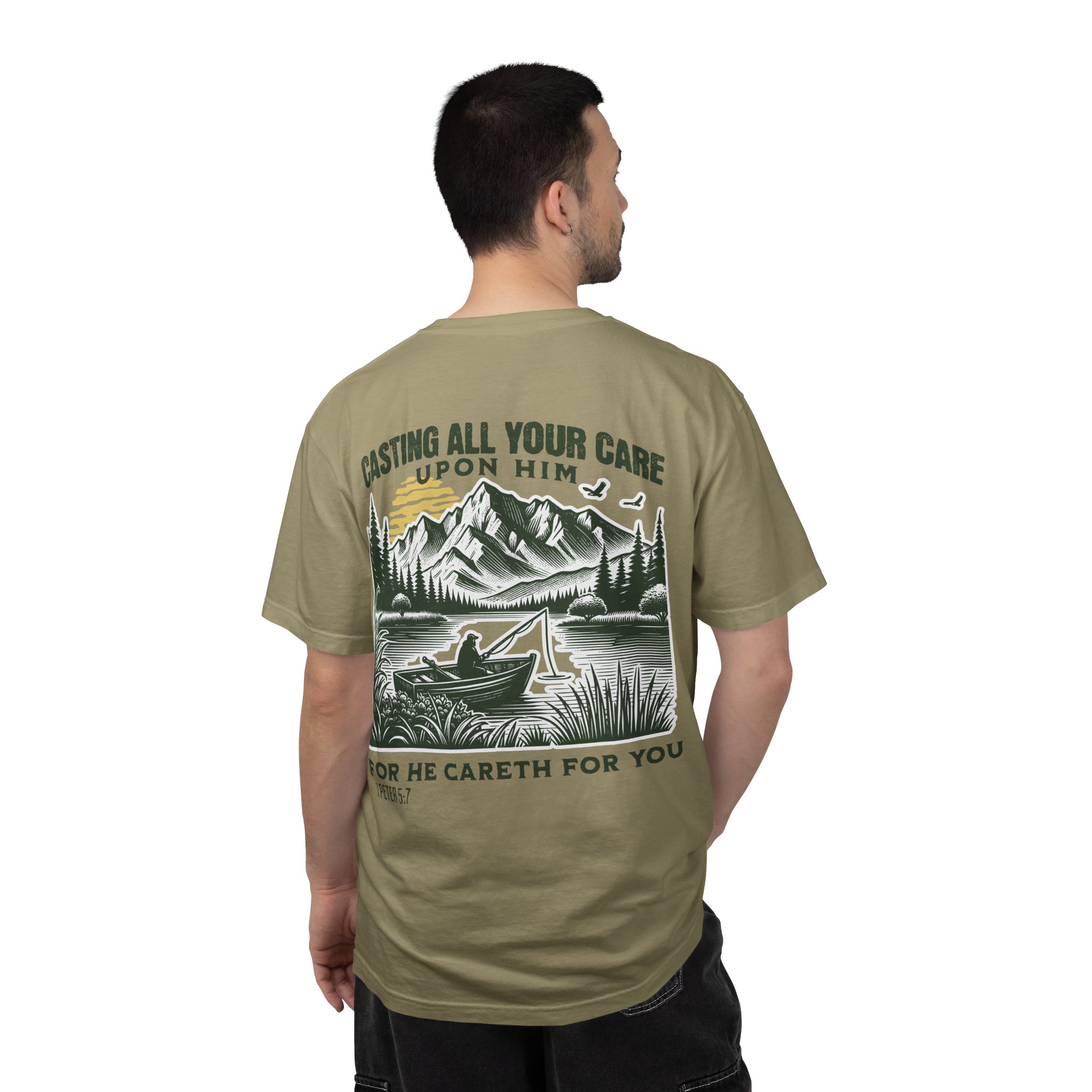 1 Peter 5:7 “Cast Your Cares” Tee - Image 4