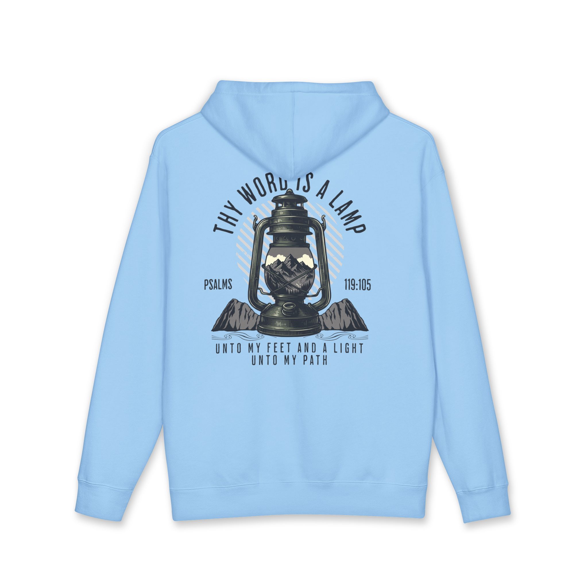 Hoodie — "Thy Word Is a Lamp" Spiritual Lantern Back Graphic Hoodie